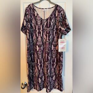 🩵NWT RENEE GREENSTEIN WOMEN W/CONTROL PYTHON PRINT PURPLE DRESS V NECKLINE, 2X
